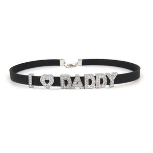 Harajuku Rhinestone I Love DADDY Choker Necklace for Women