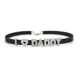 Harajuku Rhinestone I Love DADDY Choker Necklace for Women