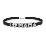 Harajuku Rhinestone I Love DADDY Choker Necklace for Women