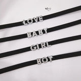 Harajuku Rhinestone Letter Choker Necklace Goth Velvet Leather Collar