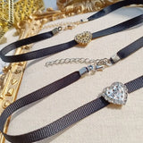 Rhinestone Peach Heart Choker Necklace for Women