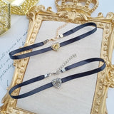 Rhinestone Peach Heart Choker Necklace for Women