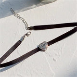 Rhinestone Peach Heart Choker Necklace for Women