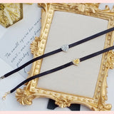 Rhinestone Peach Heart Choker Necklace for Women