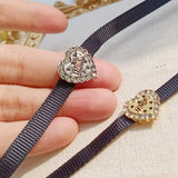 Rhinestone Peach Heart Choker Necklace for Women