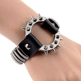Harajuku Rivet Leather Bracelet Punk Men Chains Wide Bangle Spike Gothic Women