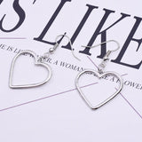 Harajuku Soft Sister Hollowed Out Geometric Heart-shaped Earrings