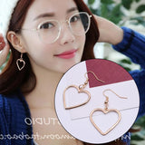 Harajuku Soft Sister Hollowed Out Geometric Heart-shaped Earrings