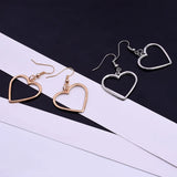 Harajuku Soft Sister Hollowed Out Geometric Heart-shaped Earrings