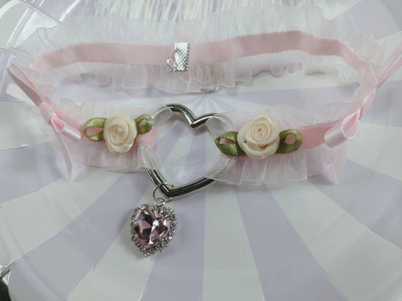 Harajuku Soft Lolita Girl Heart Bow Rose Retro Necklace Accessories