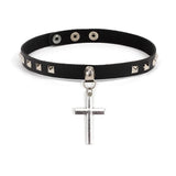 Harajuku Style Collar Necklace Punk Retro Rivet Cross Leather Choker