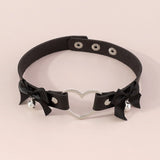 Harajuku Style Love Collar Leather Bow Bell Neck Chain Choker Necklace