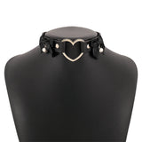 Harajuku Style Love Collar Leather Bow Bell Neck Chain Choker Necklace