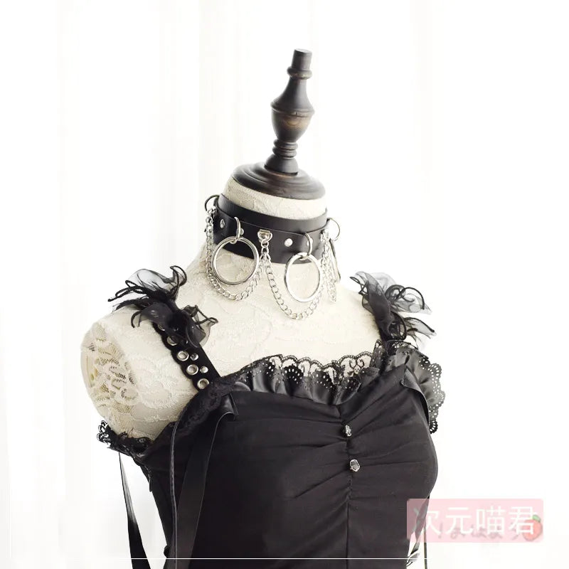 Harajuku Style Goth Lolita PU Leather Collar Chain Necklace