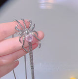 Sweet Pink Spider Necklace Vintage Punk Long Chains Halloween Party Jewelry