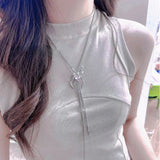Sweet Pink Spider Necklace Vintage Punk Long Chains Halloween Party Jewelry