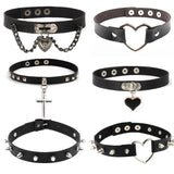 Harajuku Punk Style Heart-Lock Leather Choker