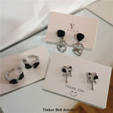Harajuku Vintage Goth Love Heart Metal Stud Earrings