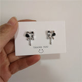 Harajuku Vintage Goth Love Heart Metal Stud Earrings