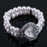 Harajuku Y2K Double Row Heart Pearl Bracelet Watch