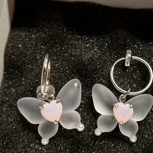 Harajuku Y2k Pink Love Heart Butterfly Earrings