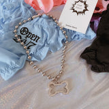 Harajuku Punk Rok Stainless Steel Choker Dog Tag Necklace