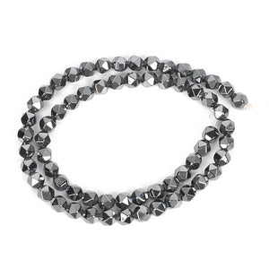 Faceted Hematite Natural Stone Round Bead Spacer 3-12MM