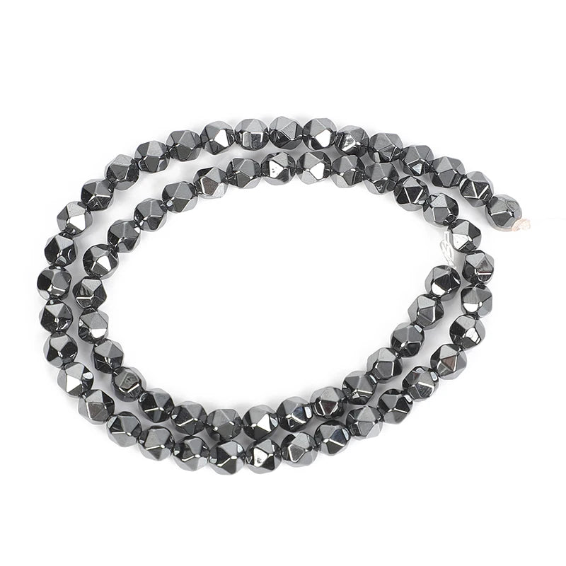 Faceted Hematite Natural Stone Round Bead Spacer 3-12MM