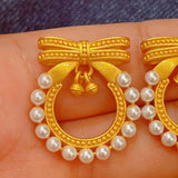 Micro Inlaid Pearl Bow Wreath Pendant Necklace - DIY Jewelry
