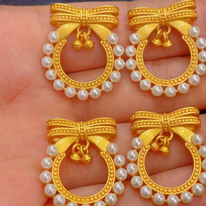 Micro Inlaid Pearl Bow Wreath Pendant Necklace - DIY Jewelry