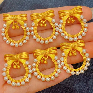 Micro Inlaid Pearl Bow Wreath Pendant Necklace - DIY Jewelry