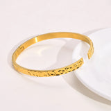 Stainless Steel Bangle Bracelet, Hammered Design, Statement Jewelry
