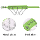Female Leather Belt Pendant Necklace Gothic Punk Spike Rivets Choker