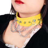 Female Leather Belt Pendant Necklace Gothic Punk Spike Rivets Choker