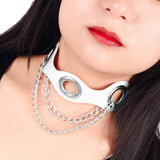 Women's Choker Metal Chain Leather Sword Belt Pendant Necklace