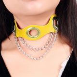 Women's Choker Metal Chain Leather Sword Belt Pendant Necklace