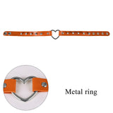 Punk Gothic Collar Leash Heart Rivet BDSM Bondage