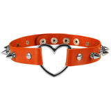 Punk Gothic Collar Leash Heart Rivet BDSM Bondage