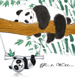 Crystal Panda Necklace Bamboo Pendant for Women Girls Jewelry
