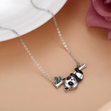 Crystal Panda Necklace Bamboo Pendant for Women Girls Jewelry