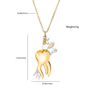 Harong Dental Mirror Toothbrush Pendant Punk Metal Tooth Necklace