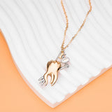 Harong Dental Mirror Toothbrush Pendant Punk Metal Tooth Necklace