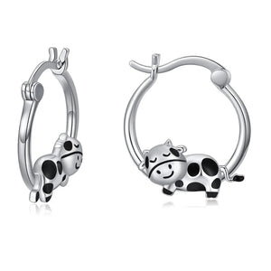 Harong Silver Plated Cow Earrings Girls Mini Studs Clip Jewelry