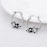 Harong Silver Plated Cow Earrings Girls Mini Studs Clip Jewelry