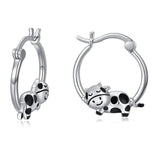 Harong Silver Plated Cow Earrings Girls Mini Studs Clip Jewelry