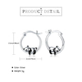 Silver Plated Panda Hoop Earrings for Women