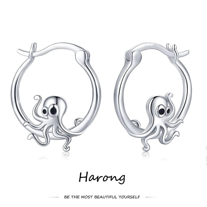 Silver Plated Panda Hoop Earrings for Women