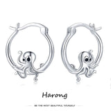Silver Plated Panda Hoop Earrings for Women