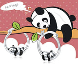 Silver Plated Panda Hoop Earrings for Women