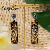 Hawaiian Acrylic Drop Earrings Leaf Jewelry